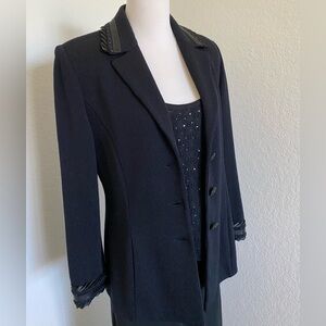 St. John Black Sequin Embellished Knit Scoop-Neck Tank Top